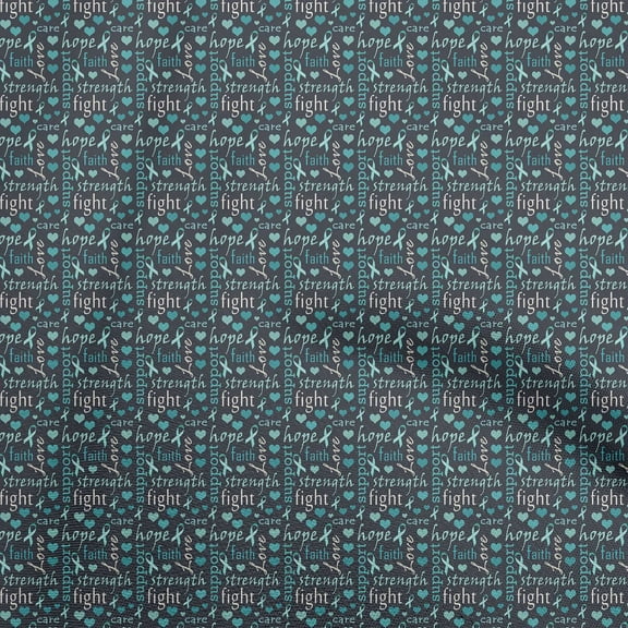 oneOone Polyester Spandex Dark Teal Blue Fabric Text Craft Projects Decor Fabric Printed By The Yard 56 Inch Wide