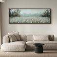 thumbnail image 2 of Large Framed Canvas Print Misty Wildflower Meadow Wall Art Decorative Ready to Hang Painting for Living room Bedroom - 60"x20" Black Frame, 2 of 9