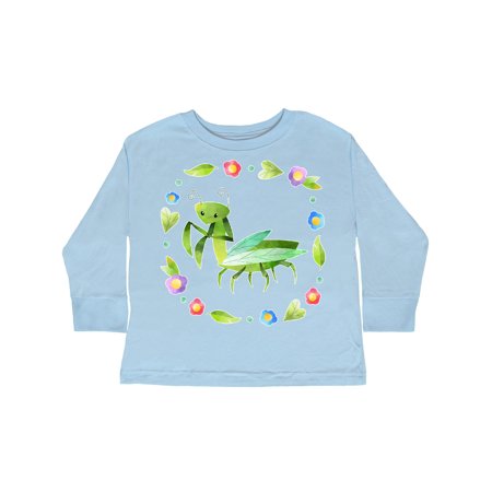

Inktastic Praying Mantis with Flowers and Leaves Gift Toddler Boy or Toddler Girl Long Sleeve T-Shirt