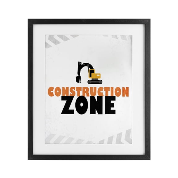 Construction Zone Minimal Black Framed Print Under Glass, design by Kim Allen