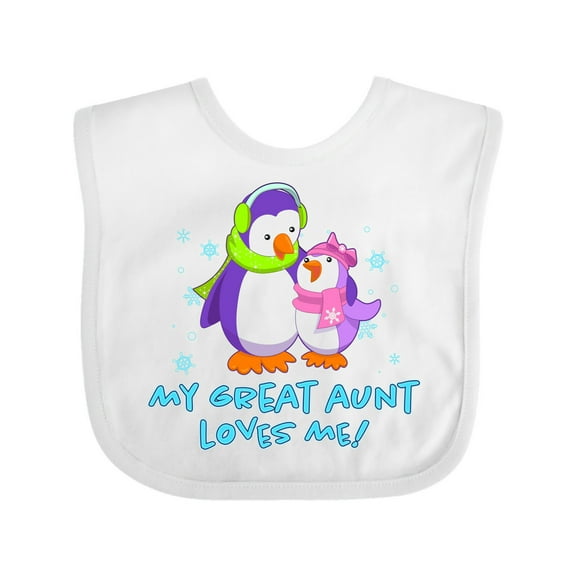 Inktastic My Great Aunt Loves Me Cute Penguins Girls Baby Bib