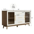 thumbnail image 2 of BELLEZE Modern Sideboard, Sideboard Buffet Cabinet with 3 Drawers & 2 Doors, Accent Cabinet for Dining Room, Hallway, Bedroom, or Kitchen - Troy (White), 2 of 7