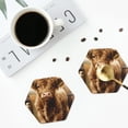 thumbnail image 4 of Disketp Cute Calf Butterflies A Funny Coasters,4 Pcs Leather Coasters with Holder, Perfect Housewarming Hostess Gifts,Protect Furniture from Water Marks Scratch and Damage-Hexagon, 4 of 6