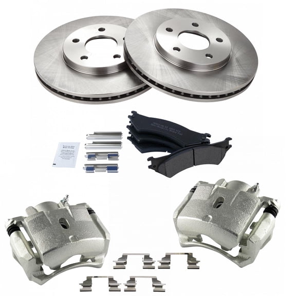 TRQ Front Brake Pad & Rotor Kit Brake Caliper Brake Pads Brake Rotor Semi-Metallic Vented Fits Select 2006-2011 Chevrolet HHR