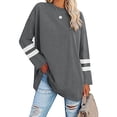 thumbnail image 1 of LUXUR T-shirt pour Femmes à Blocs de Couleur T-shirt à Manches Longues Tee Décontracté Hauts Col Rond Chandail Gris Foncé m, 1 of 3