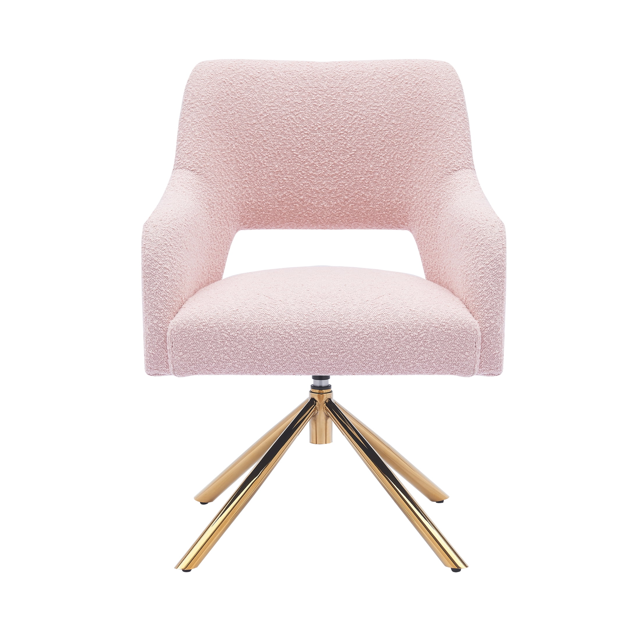 Mid-Century Modern Water and Stain Resistant Boucle Fabric Upholstered Swivel Accent Chair, Dusty Peach