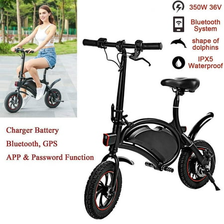 12''APP Control Folding Electric Bike Bluetooth System 350W 36V 6AH Lithium Battery Smart Electric Mountain Bicycle With Automatic Headlight