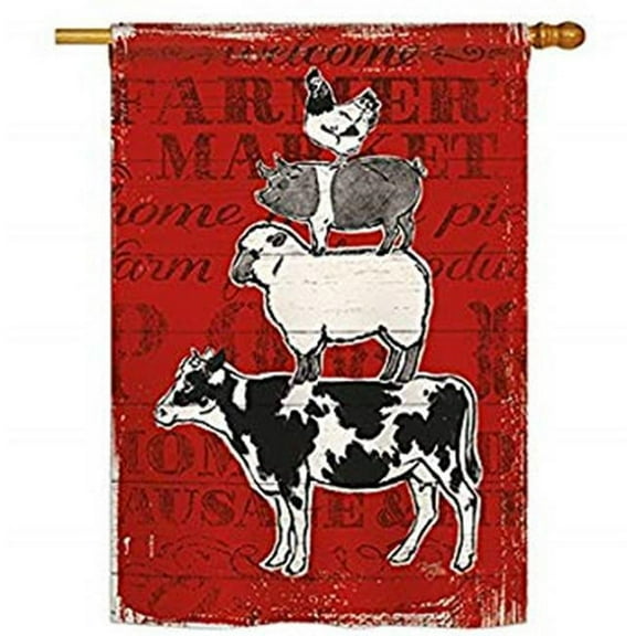Breeze Decor BD-FA-H-110123-IP-BO-D-US18-WA 28 x 40 in. Barnyard Friends Nature Farm Animals Impressions Decorative Vertical Double Sided House Flag
