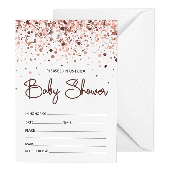 InkdotpotPack of 30,Boy/GirlBabyShower Party Collection,Baby Shower InvitationCards,Fill in the Blank Invites WIth Envelopes,Confetti ThemeParty Supplies