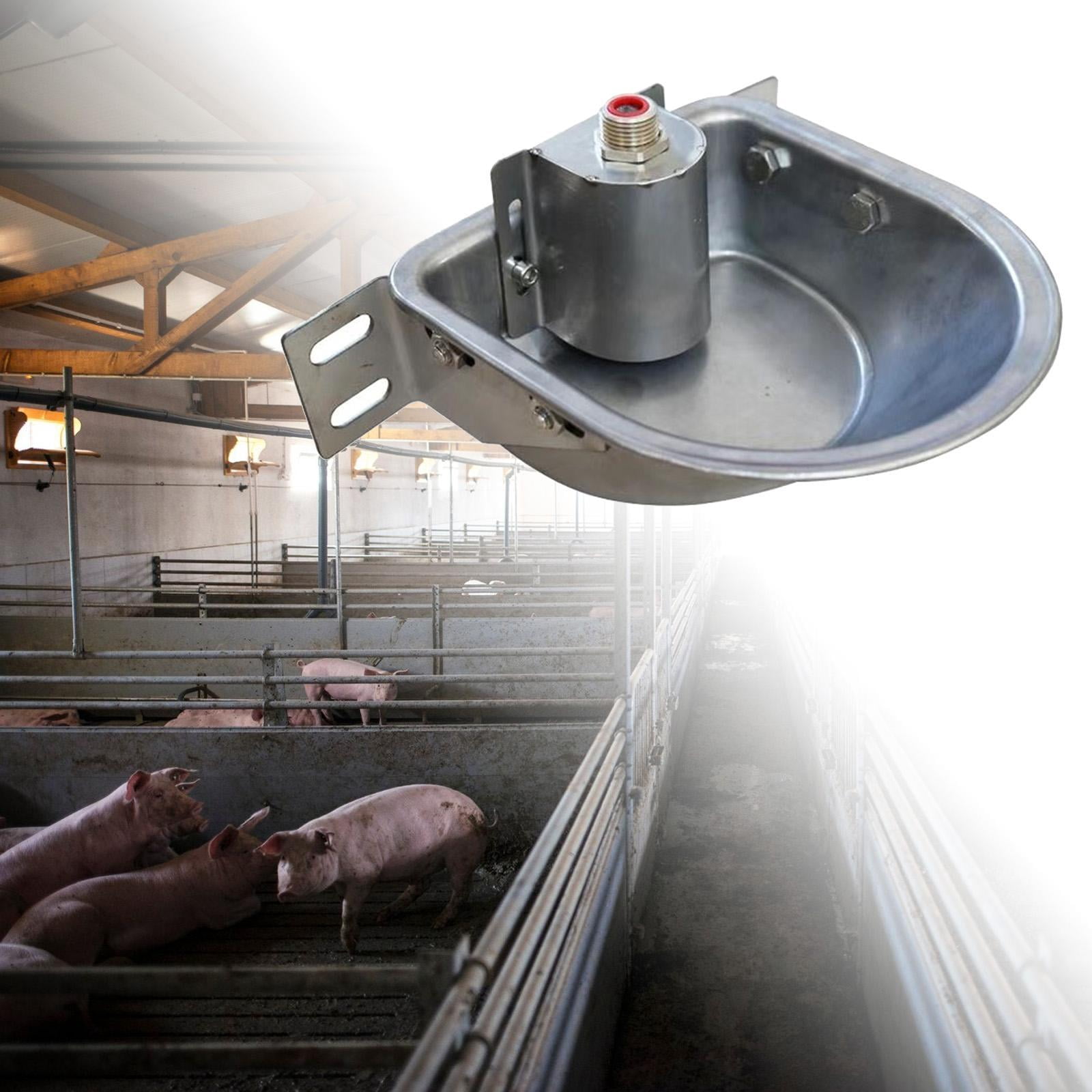 Fzaqwen Automatic Animal Waterer Bowl Stainless Steel Farm Drinker Fountain Water Trough without Drain Hole