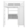 thumbnail image 2 of Harper & Bright Designs Full Size Metal Loft Bed with Wardrobe And L-shaped Desk, Heavy-duty Loft Bed with Storage Cubes and Shelves, White, 2 of 14