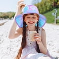 thumbnail image 7 of Girls Sun Hat for Kids UV Protection Unicorn Summer Hat Beach Play Hats Wide Brim Neck Flap for Girls Ponytail Hat 3-8 Years, 7 of 7