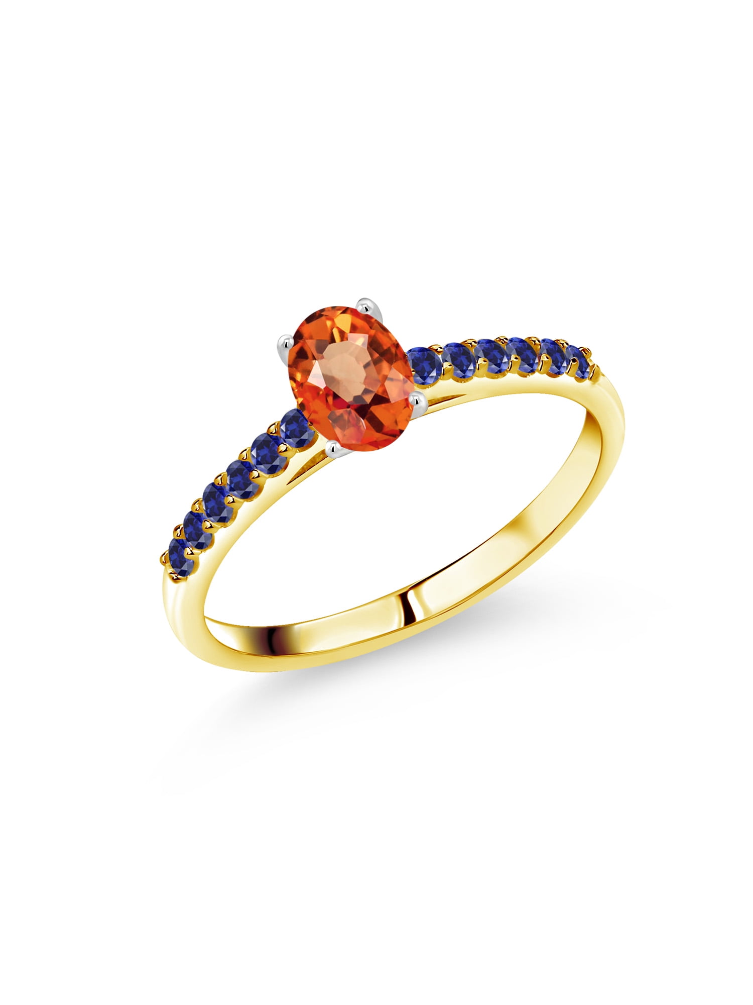 Orange Sapphire 6-Prong Silver Ring