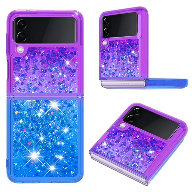 Funda para Samsung Galaxy Z Flip 3 5G Transparente con Brillos Carcasa Protectora Antigolpes con Glitter Brillante