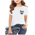 thumbnail image 2 of WEIYLL T-Shirts pour Fille Manches Courtes Été Col Rond Ville Hauts Imprimés Doux pour Sortir Quotidiennement pour 10-11 Ans, 2 of 6