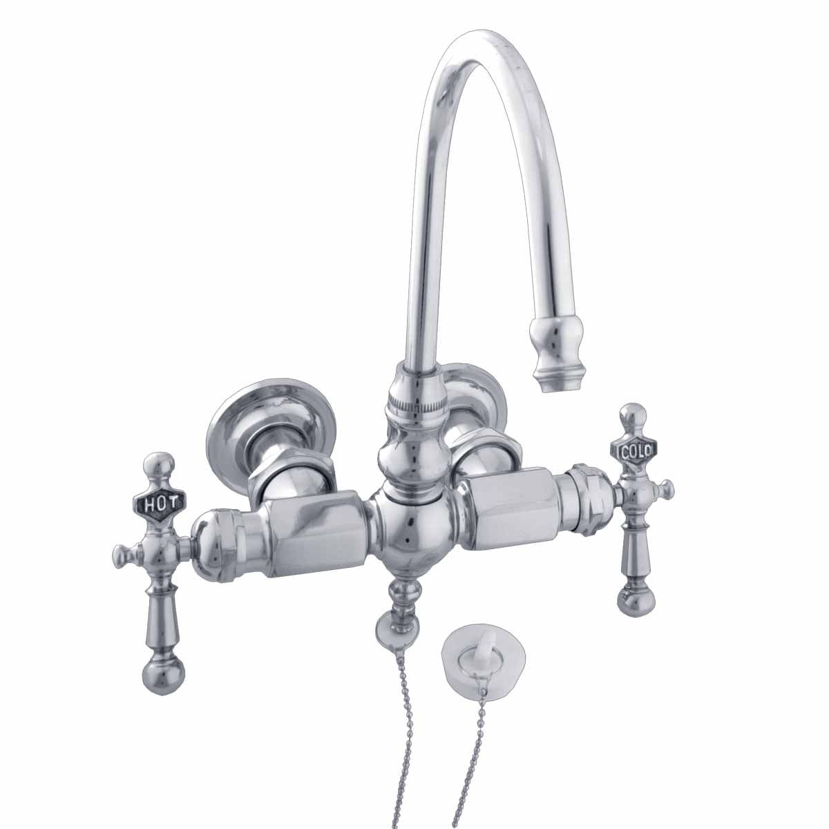 Clawfoot Tub Faucet Chrome Gooseneck 2 Handles Wall Mount Renovators