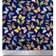 thumbnail image 1 of Soimoi Blue Poly Georgette Fabric Colorful Butterfly Fabric Prints By Yard 52 Inch Wide, 1 of 5