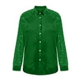 thumbnail image 5 of Fnooota Womens Button Down Shirts, Sequin Fashion Party Lapel Collar Long Sleeve Shirts Green Size 2XL, 5 of 5