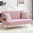 thumbnail image 3 of HSUNNS Loveseat Sofa, Modern Love Seat Couches for Living Room, Velvet Upholstered Love Seats Furniture with 2 Throw Pillows, Solid and Easy to Install Small Couch for Bedroom, Apartment, Pink, 3 of 11