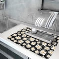 thumbnail image 3 of Vintage Daisy Dish Drying Mat for Kitchen Counter White Flowers Dish Mat Coffee Bar Mat Microfiber Absorbent Counter Mat 18 x 24 inch Black, 3 of 6