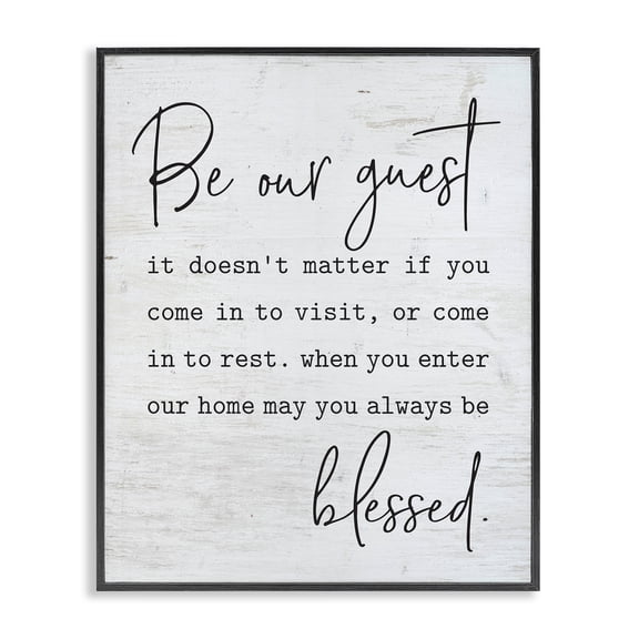 Stupell Industries Rustic Lodge Be Our Guest Family Welcome Black Framed Giclee Art, 11 x 14, by Lettered and Lined