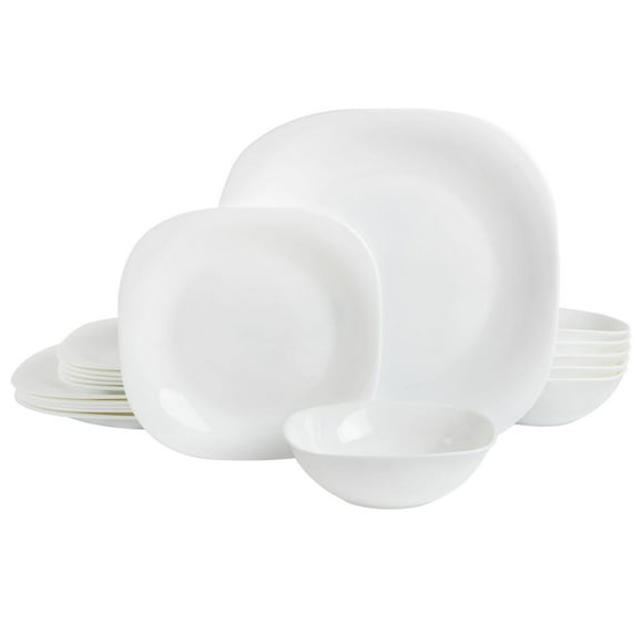 Gibson Ultra Piazza 18 Piece Dinnerware Set with Opal Tempered Glass