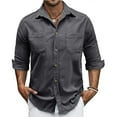 thumbnail image 2 of Dagugfen Button down Shirts for Men Ruched 1/2 Sleeve Loose Casual Outwear Travel Camping Tops with Pockets Fall Clothes, 2 of 7