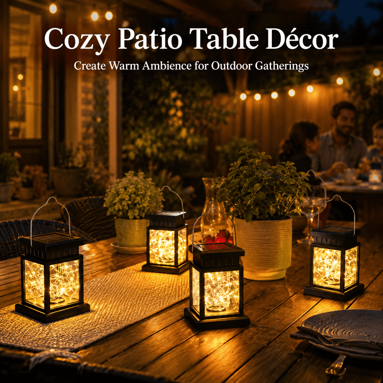 MEHOOM 4 Pack Outdoor Solar Lanterns Warm White, 40 LED Vintage Palace Hanging Decorative Garden Lights, Waterproof Solar Powered Lights for Patio, Yard, Balcony, Christmas Decorations Outdoor