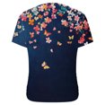 thumbnail image 6 of yoeyez Womens Summer Shirts Short Sleeves Fashion T-Shirt V Neck Casual Floral Print Tops Pleated Loose Fit Pullover Tee Multicolor XL, 6 of 6