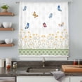 thumbnail image 4 of Spring Daisy Semi Sheer Curtains Drapes for Living Room,Bedroom,French Doors Window 84 Inches Long,Country Botanical Flowers Butterflies Art Rod Pocket Chiffon Curtain Drapery Voile Draperies Panel, 4 of 8