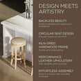 thumbnail image 4 of Maven Lane Eva Bar Stool in Weathered Oak Finish with Avanti Bone Vegan Leather, 4 of 7