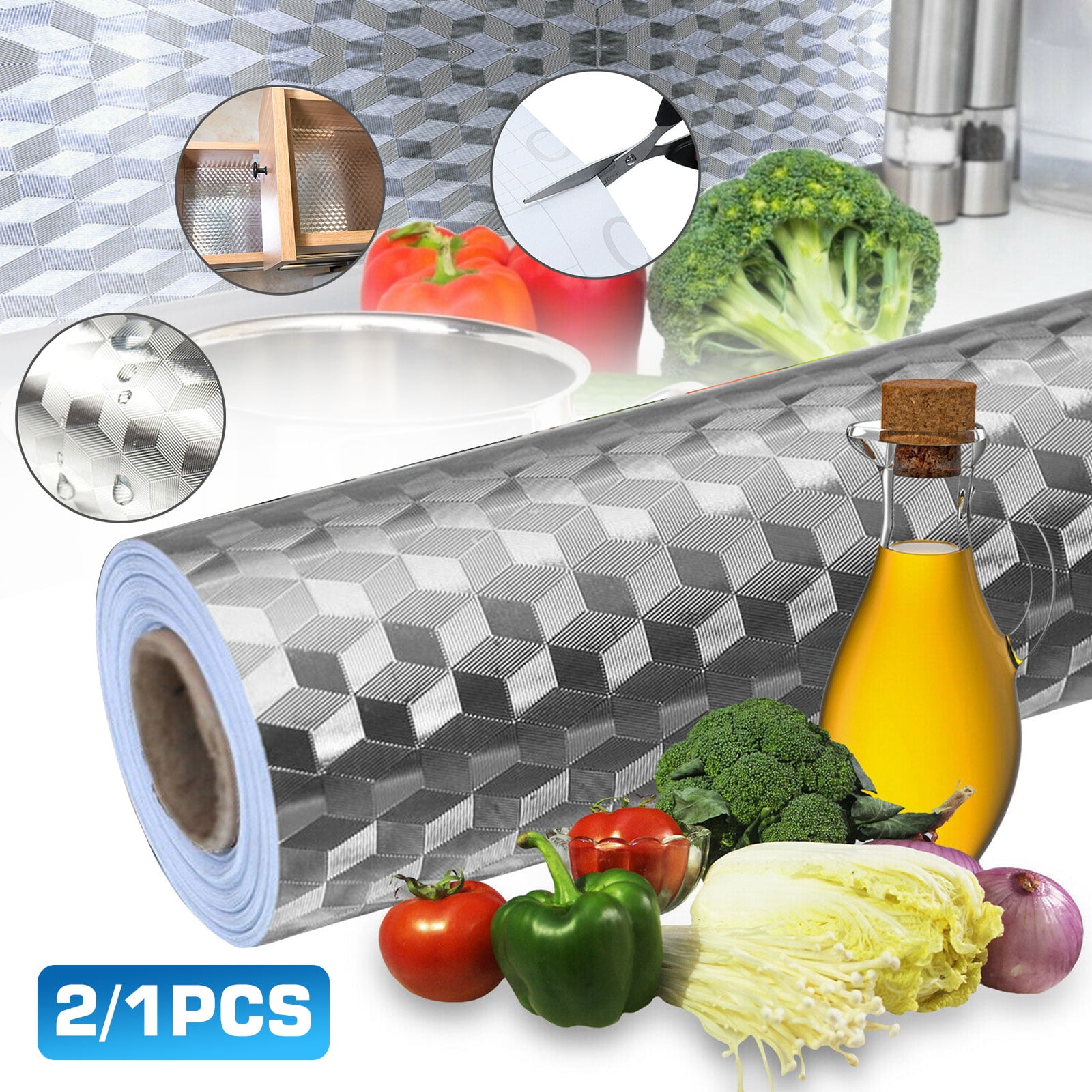 2/1Pcs Kitchen Backsplash Sticker, Aluminum Foil Peel ...