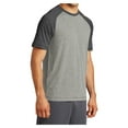 thumbnail image 4 of Mens Tri-Blend Wicking Polyester/Cotton/Rayon Raglan Tee Dark Grey Heather/ Light Grey Heather Large, 4 of 8