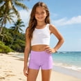 thumbnail image 2 of Girls Pure Color Casual Swim Shorts For Girls – Lightweight Beachwear Bottoms For Sunny Summer Nylon Comfortable Fit With Secure Elastic Waistband, 2 of 6