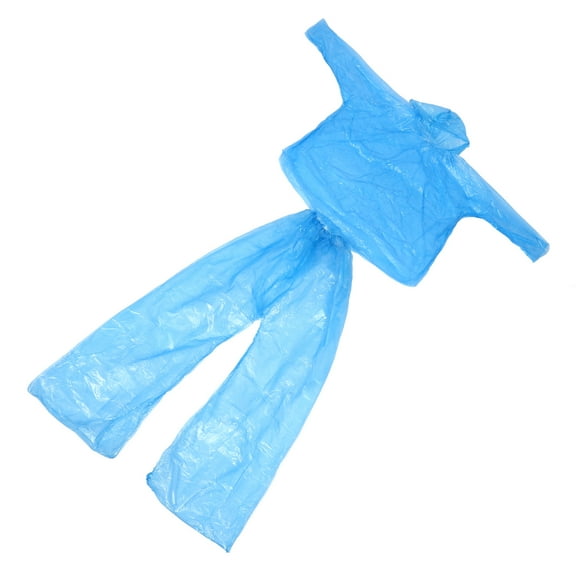 SOPOTUTU Disposable Rain Poncho for Adults with Hood Made of PE Material Skyblue Travel Raincoat Set Ultrathick Splashproof 1 Set