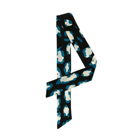 INSPIRE CHIC Skinny Scarf Womens Thin Long Neckscarf Fashion Leopard Print Hairband Waistband Bag Handle Accessory Blue 88x5cm/35x2"
