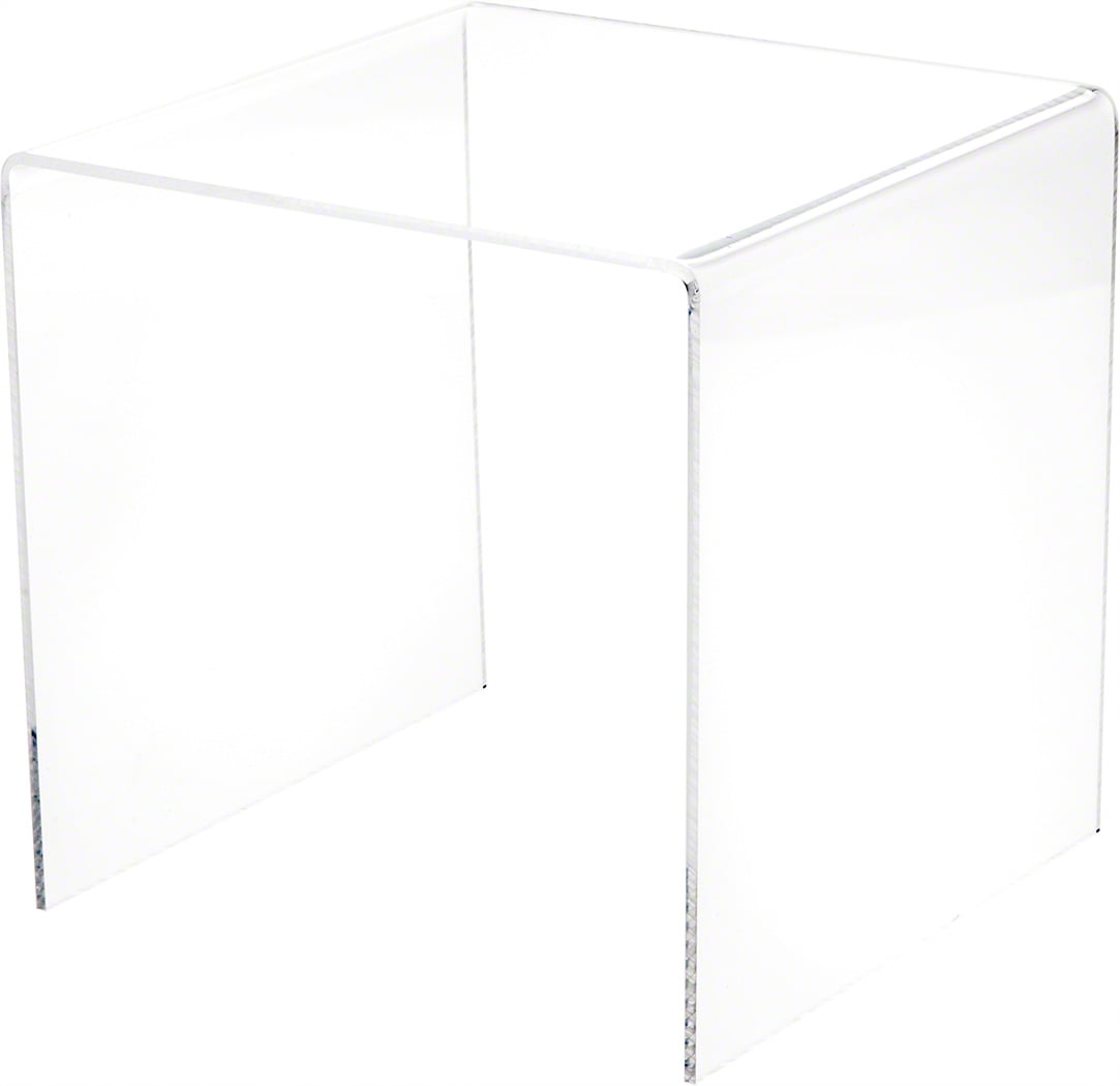 3 Pack Plymor Clear Acrylic Square Display Riser 1/4" thick 7"H x 7"W x 7"D 