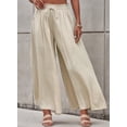 thumbnail image 4 of Asyoly Womens Wide Leg Pants Loose Flowy Drawstring High Waist Palazzo Lounge Trousers with Pockets, 4 of 7