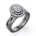 thumbnail image 4 of JeenMata Art Deco Band 1.5 Carat Oval Cut Infinity Double Halo Style Bridal Ring Set in 18K Black Gold Plating over Silver, 4 of 6