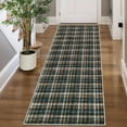 thumbnail image 2 of Garvee 2x6 Geometric Striped Runner Rug, Machine Washable Plaid Rugs With Non-Slip Backing Low Pile Stain Resistant Indoor Carpet for Hallway Kitchen Entryway Bathroom, Black Brown, 2 of 8