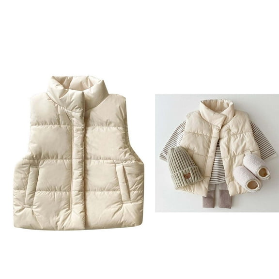 Little Boys Girls Puffer Vest Boys Vest Stand Collar Lightweight Zip Up Cute Jacket Sleeveless Baby Boy Jacket 6-12 Months