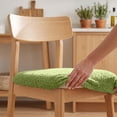 thumbnail image 5 of Velvet Stretch Dining Chair Seat Covers Thick Soft Elastic Chair Cushion Slipcover for Kitchen Dining Room Curved Seat Protector Washable, 5 of 6