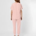 thumbnail image 6 of Scrubs for Women Set Modern V-Neck Top & 5 Pocket Jogger Pants Athletic Nursing Uniform Solid Stretch Workwear,Pink M, 6 of 7