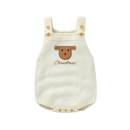 

Licupiee Sleeveless Embroidery Knit Rompers for Baby Boys and Girls on Christmas