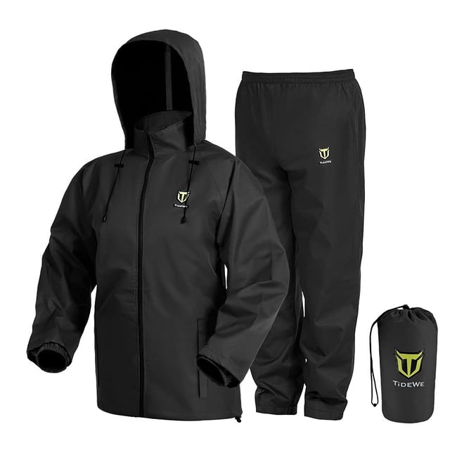 Traje impermeable TIDEWE impermeable, transpirable, ligero, negro, L