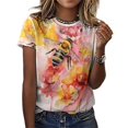 thumbnail image 3 of Bee And Flowers T-Shirt O Neck Oversize T-Shirts Short Sleeve Classic Tees Women Summer Graphic Tops, 3 of 5