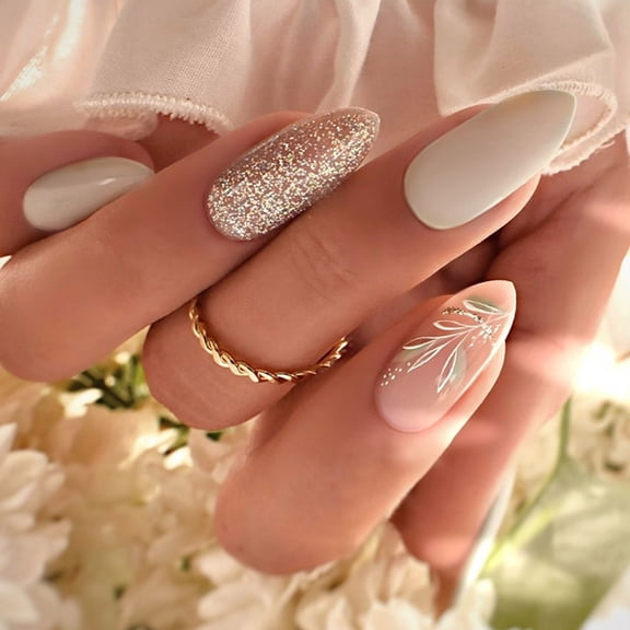 24 Pieces Almond Acrylic False Nails Manicure on Nails Easy Application For Nails Enthusiasts