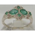 thumbnail image 3 of 925 Sterling Silver Natural Emerald Womens Anniversary Ring - Size 8.5, 3 of 6