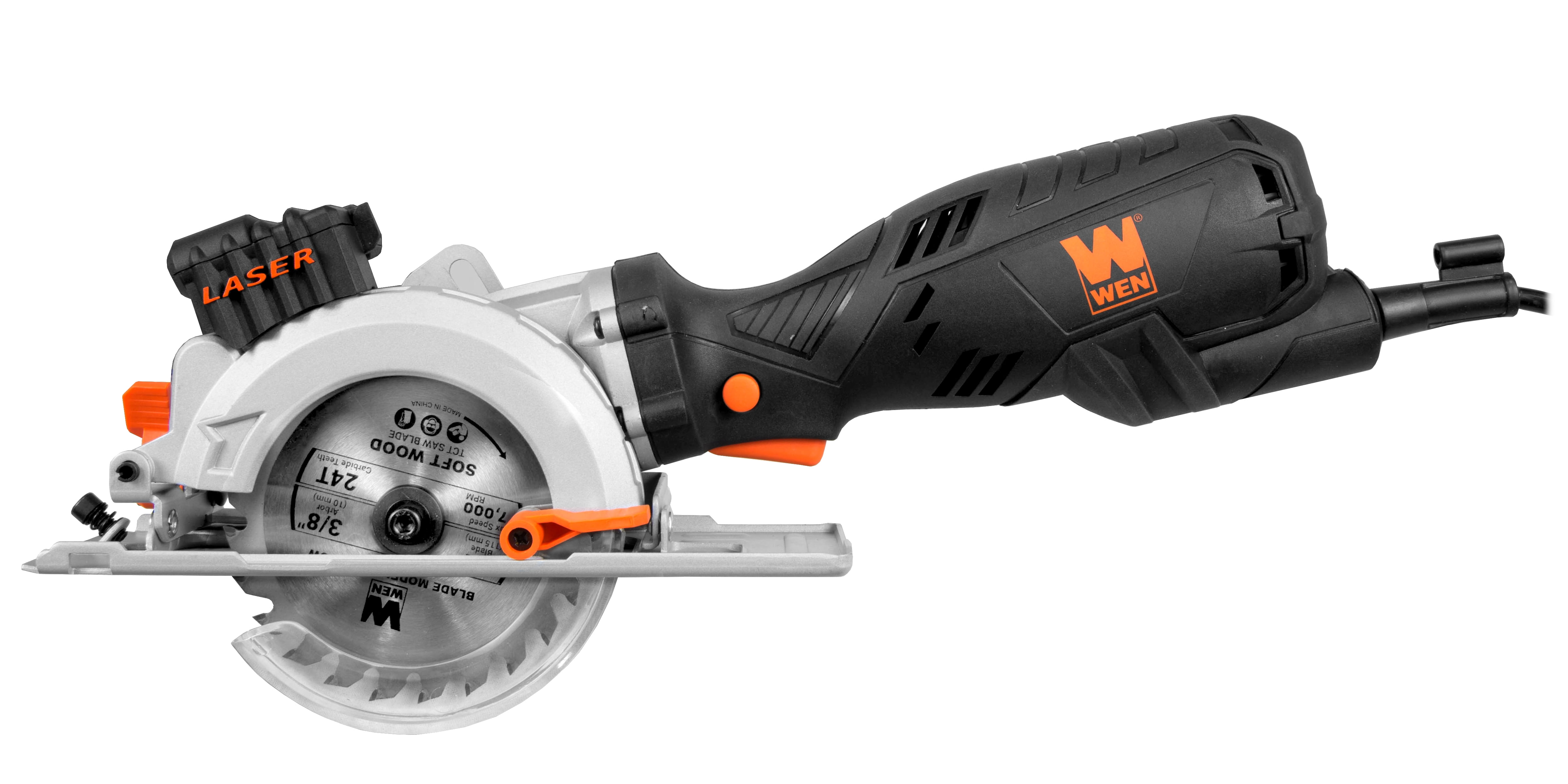WEN 5-Amp 4-1/2-Inch Beveling Compact Circular Saw with Laser and Carrying Case, 3625