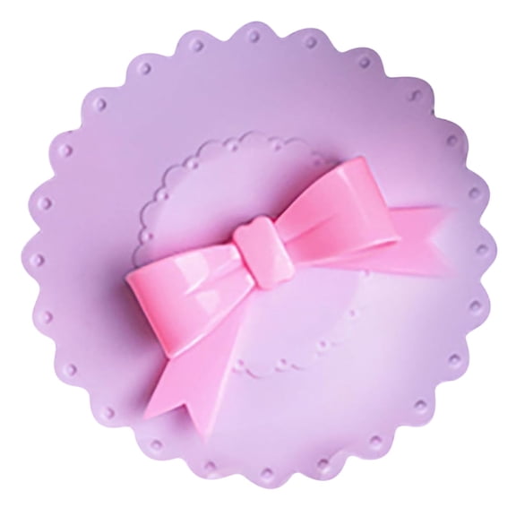 1pcs Silicone Mug Cover Insulated Sealing Lid for Hot Drinks Bow-knot Design Leakproof Cup Lids for Ceramic Glass Mugs (Hot Pink)
